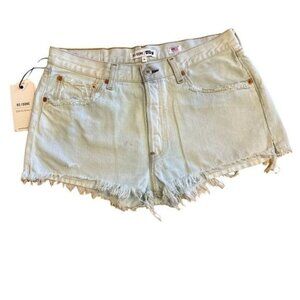 Re/done Cutoffs Adult 28 Light Wash Gold Stitch Levis The Short Mid-rise Ladies*